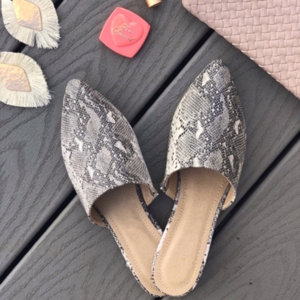 FINAL - SAVANNAH vegan leather Snake Print Mules - Picture 3 of 7